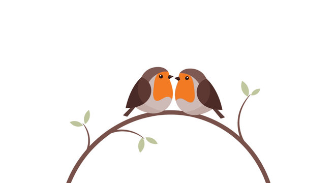 Two robins sitting on a branch.