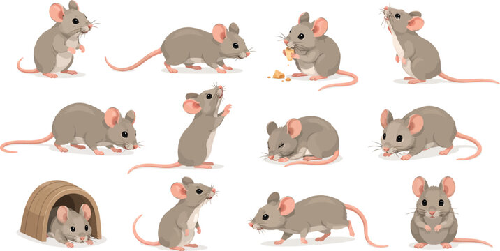 Collection of Little Field Mouse Vector Illustrations