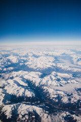 Fototapeta premium Blue Sky Over The Snowy Mountains Of Europe 