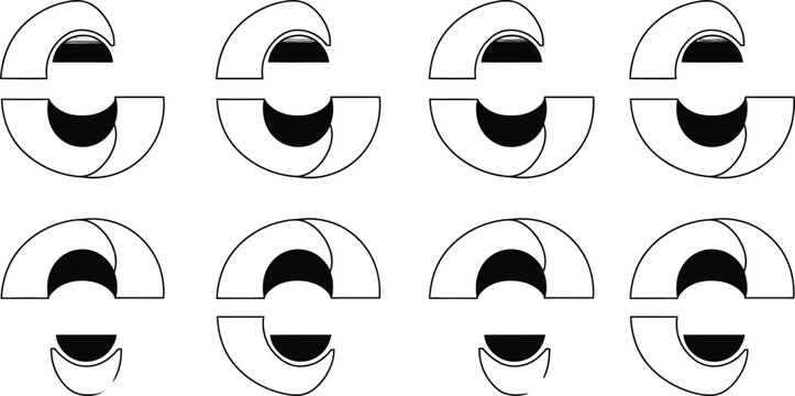 Moon phases in crescent shapes illustration Vector