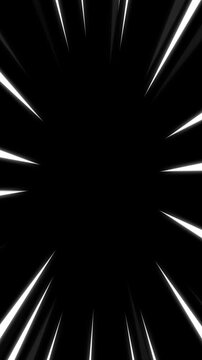 Creative Graphic Animation Template, Social Media Clips, Abstract  Light Ray Motion Background with Dynamic Zoom Burst Animation, Fast motion effect, phone screen black background. 4k video