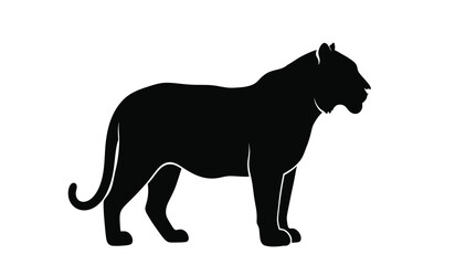 Fototapeta premium black panther silhouette standing in profile against a white background powerful feline predator silhouette high quality professional detailed modern elegant stylish clean crisp vibrant