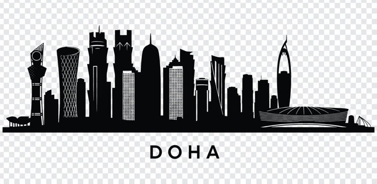 Doha city skyline silhouette, vector illustration