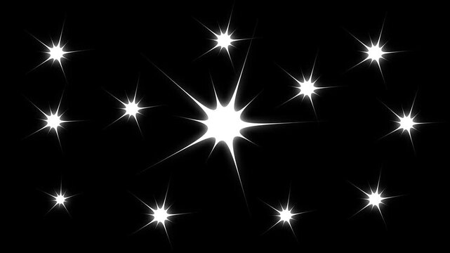 Sparkling stars overlay effect: twinkling celestial light animation on black background