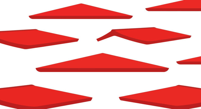 Red Roof Shingles Pattern Isolated on White Background