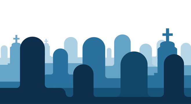 Cemetery Tombstones Seamless Pattern Background
