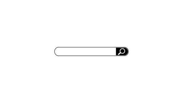 Search bar interface animation with cursor click and typing effect