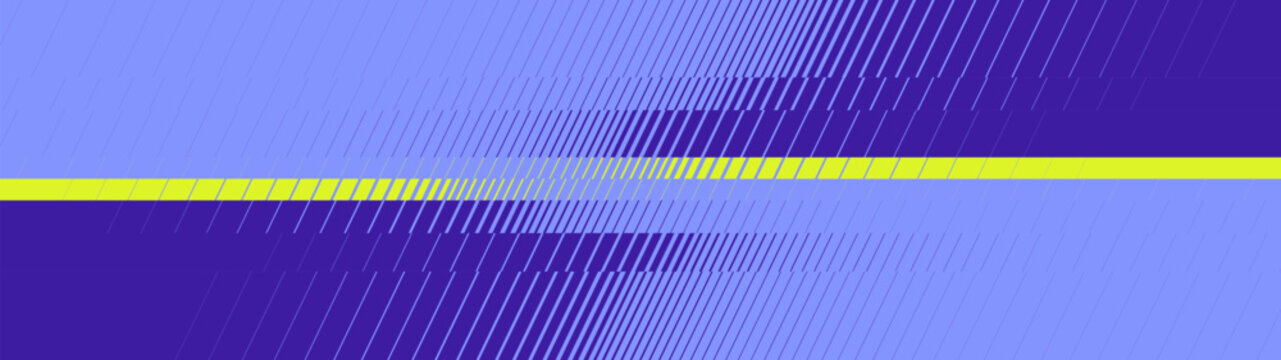 Futuristic violet background with diagonal halftone lines and horizontal glitch slice transition, Abstract dynamic sports background with neon acidic green stripe accent, vector optical illusion