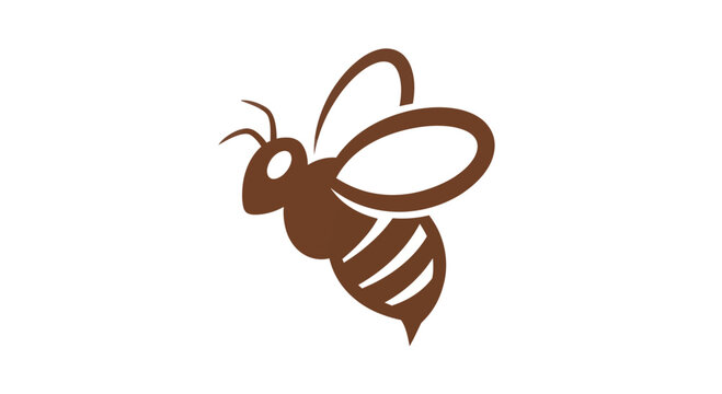 Brown Bee Icon Isolated on White Background