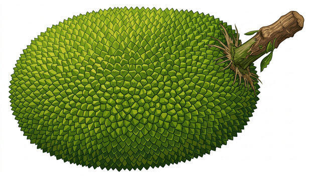  Jackfruit tropical fruit vector isolated realistic botanical illustration
