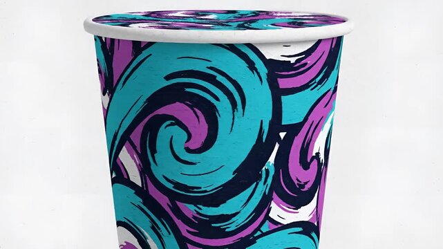 Abstract Swirl Pattern on Disposable Cup and Background.