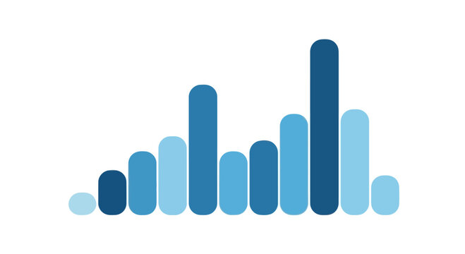 Blue Bar Chart Graphic Isolated on White Background