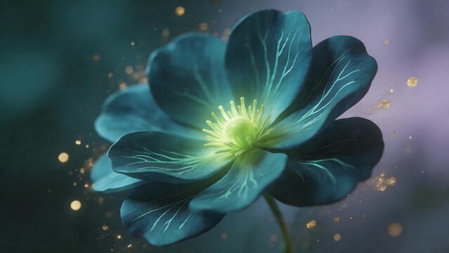 Blue flower with glowing center
