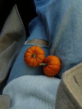 pumpkin in hand