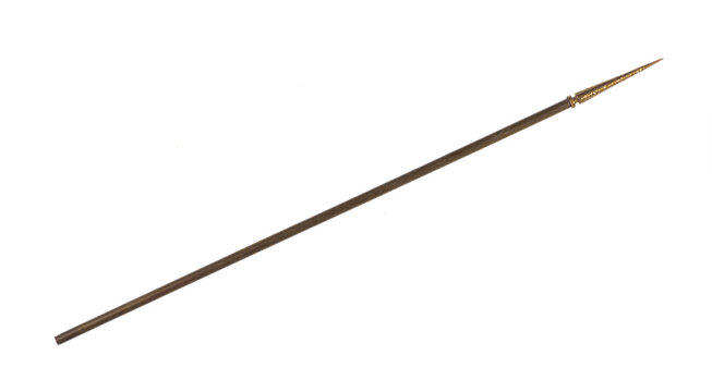 Sharp metal crossbow arrow isolated on white background