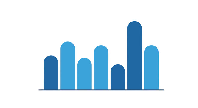 Blue Bar Chart Isolated on White Background