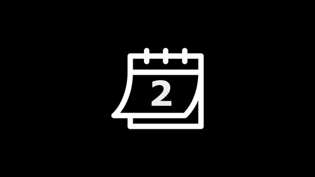 White calendar showing the number two on a solid black background