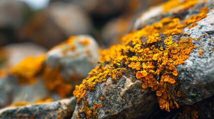 Fototapeta premium Macro view of lichen growing on stones