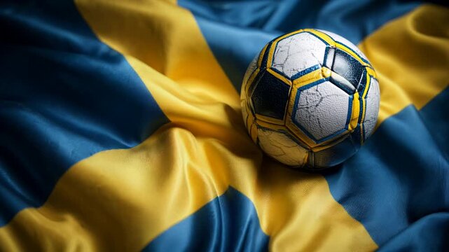 sweden football nation. swedish flag waving with soccer ball