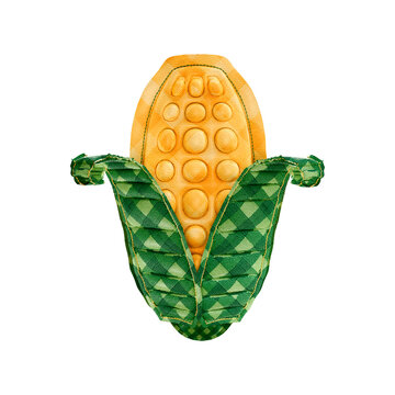 Plaid Fabric Corn Cob 3D Icon Scene Festa Junina Brazil