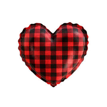 Red Black Buffalo Plaid Fabric Heart 3D Icon June Festival