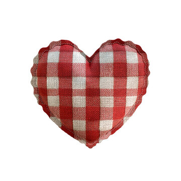 Red White Gingham Fabric Heart Cushion 3D Icon Festa Junina