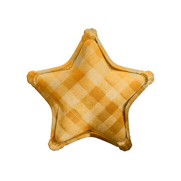 Golden Yellow Plaid Fabric Star 3D Icon Festa Junina Brazil