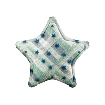 Mint Green Plaid Fabric Star with Blue Glitter Stars 3D Icon