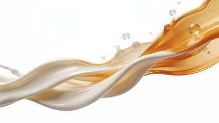Obraz premium Coffee and milk swirl with bubbles