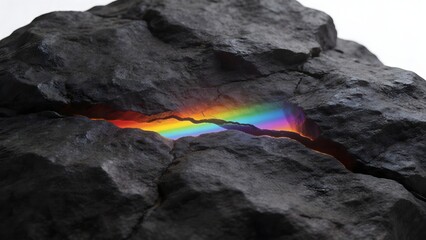 Fototapeta premium Rock with rainbow light inside