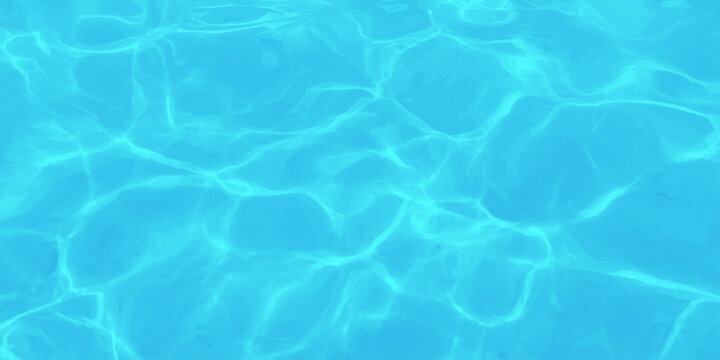 Clear blue swimming pool water texture with ripples and bright sunlight caustics background