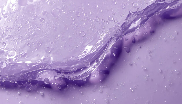 Thick viscous purple cosmetic gel with bubbles. Premium skincare.