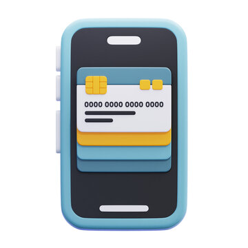 virtual debit card 3d icon illustration