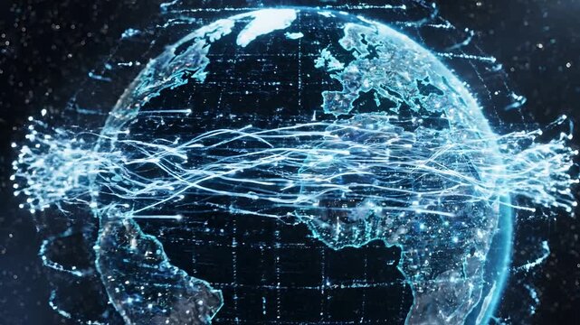 Global Network Connections Digital Earth Futuristic Technology Abstract.