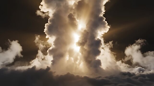 Powerful Rocket Launch Blasting Off into the Sky with Intense Flames and Smoke.