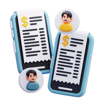 split bill payment 3d icon illustration