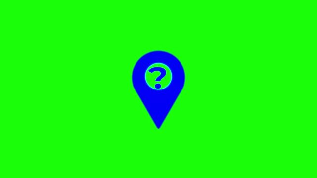 Question mark Location Pin Animation on blue background.Question mark Location icon animated video