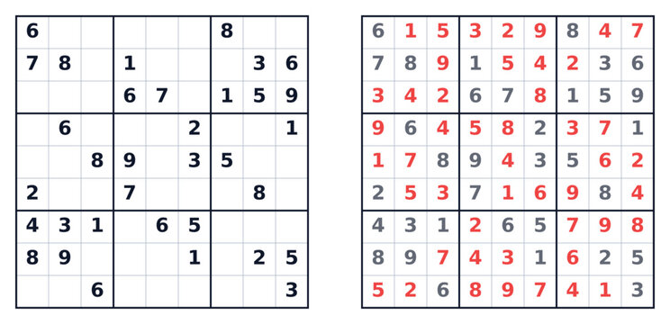 Sudoku puzzle grid with solved and unsolved sections displayed  