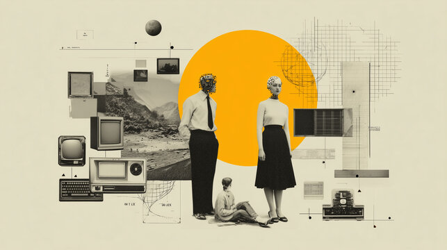 Human and technology interaction in AI-driven digital world art collage