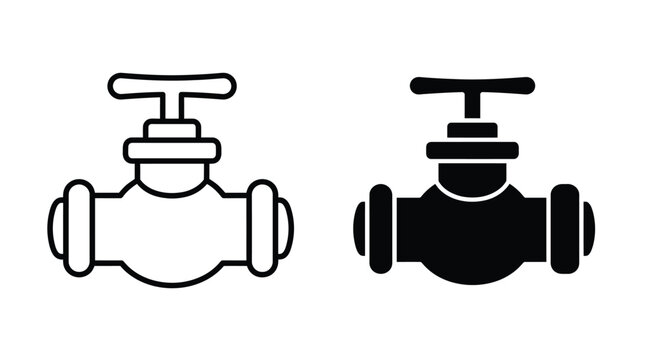 Valves depicted in both outline and solid black styles represent industrial hardware used to control the flow of liquids or gases in pipes.