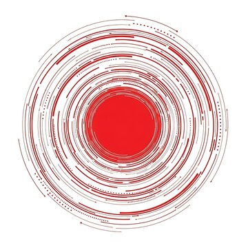 Abstract Red Circular Technology Pattern Centered on White Background