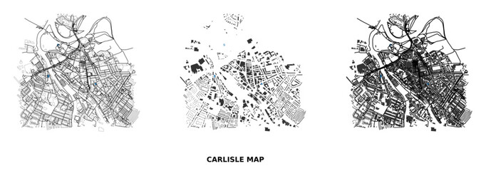 Carlisle city map art print with streets and buildings footprint © Abir Creative Studio