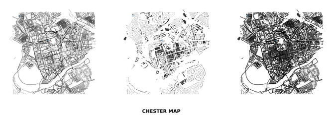 Chester city map art print with streets and buildings footprint © Abir Creative Studio