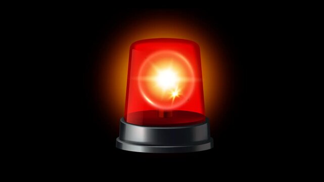3D styled orange emergency siren flashing and rotating. Clean warning beacon light icon animation with a seamless loop on a transparent alpha channel background, perfect for security or alert concepts