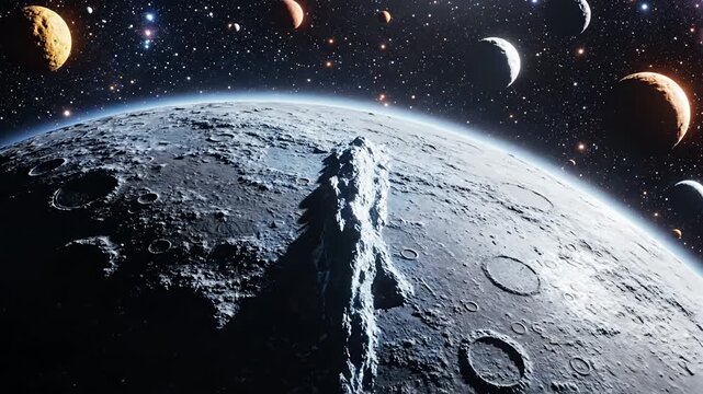 Cosmic celestial bodies and planets in a vibrant star filled space