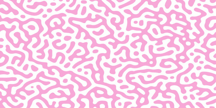 Pink and white abstract turing pattern, seamless organic turing mechanism or reaction-diffusion texture background. Natural reaction diffusion mechanism, coral, or cellular biology