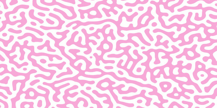 Pink and white abstract turing pattern, seamless organic turing mechanism or reaction-diffusion texture background. Natural reaction diffusion mechanism, coral, or cellular biology