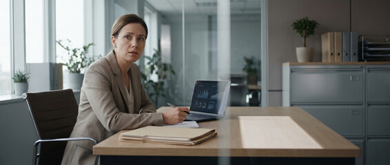 Fototapeta premium Business professional stalled by an important decision at office desk