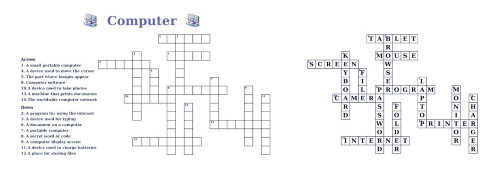 Family-themed crossword puzzle with clues and completed answers  