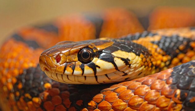 Orange Corn Snake Head Close Up in Sunlight